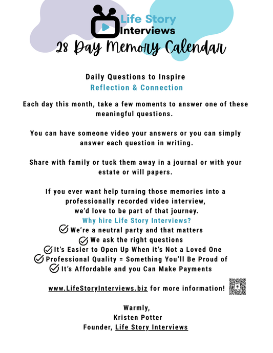 28 Day Memory Calendar